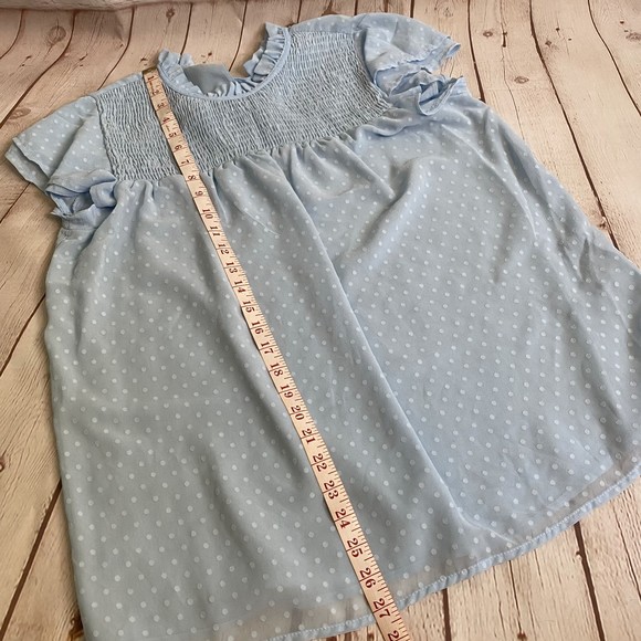 Paitluc Ruffled Flutter Cap Sleeve Lined Chiffon/Swiss Dot Blouse for Women - Picture 8 of 10